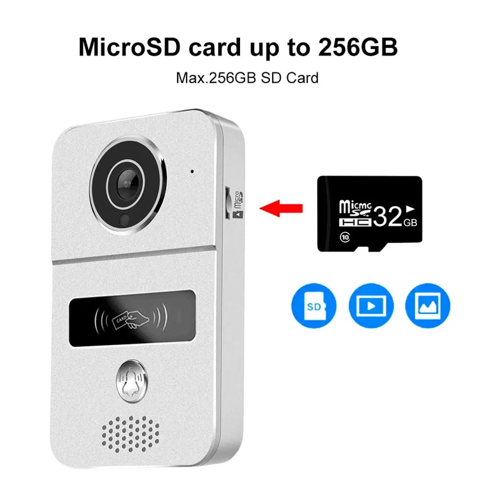 Tuya Smart Life Timbre de vídeo con timbre inalámbrico WiFi, RJ45 1080P Visión Nocturna Intercomunicador Vigilancia de seguridad Videoportero Sistema de control de acceso telefónico, Plata