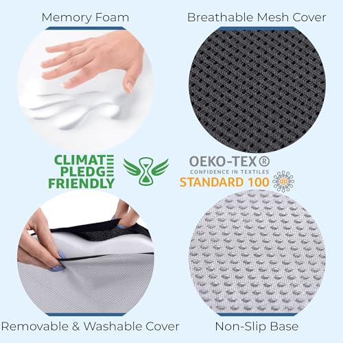 Image of 5 STARS UNITED Seat Cushion - Memory Foam Chair Cushion for Tailbone Pain Relief - Ergonomic Support for Coccyx, Sciatica & Butt - Office, Desk & Gaming Chair, Car Seat, Wheelchair, Airplane, D Gray