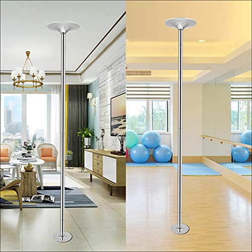 PRIORMAN Dance Pole Set Premium Height Adjustable 7.38-8.85ft Portable 45mm Diameter 360°Spinning Dancing Pole for Home,200KGS Capacity,Drill-Free Installation with Floor-to-Ceiling Stability(Silver)