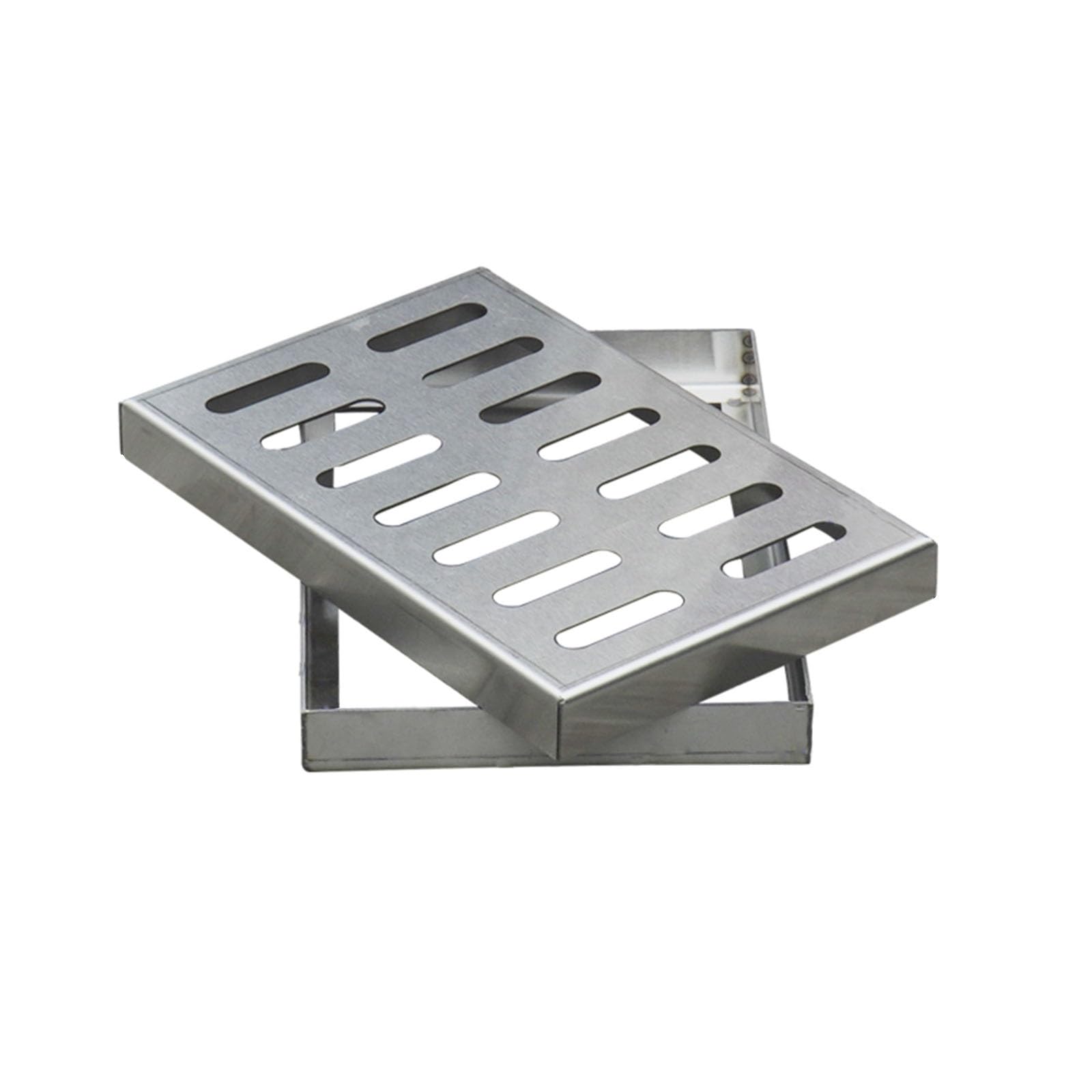 Abflussgitter Aus Edelstahl 304 mit Rahmen, Quadratisches Metallgitter, Gullideckel, Gartendekoration, for Betonboden(40x30x3cm(15.74x11.8x1.18in))