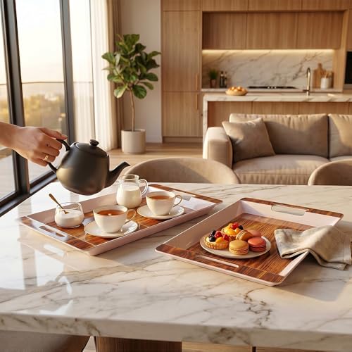 Image of U.P.C Serving Tray Set of 2 / Tray Set for Serving Premium Printed Tray for Serving /Multi-Use Serving Plate (Small, Medium)