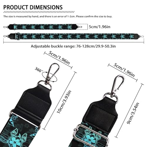 Image of Talayituse Turtle Hibiscus Print Shoulder Strap Wide Purse Bag Strap Adjustable Replacement Belt Luggage Crossbody Shoulder Bag Strap for Women Girls