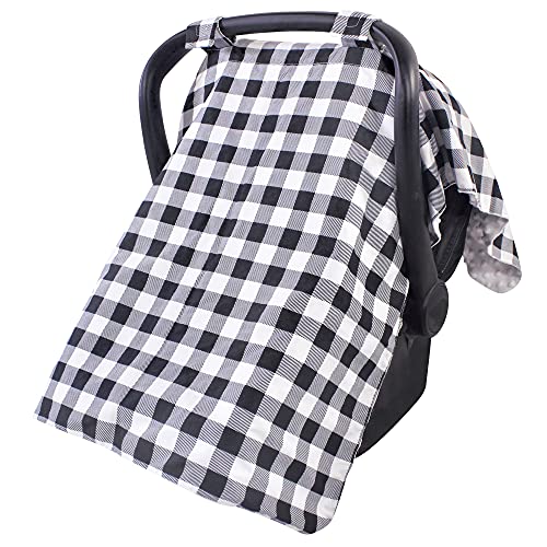 Image of Hudson Baby Unisex Baby Reversible Car Seat and Stroller Canopy, Black Plaid, One Size
