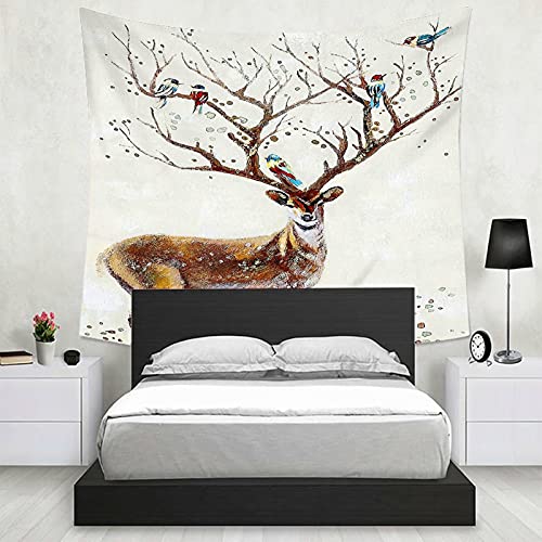 Tapiz de pared con ciervo KnSam para transformar tu salón con decoración marrón de 150x130 cm 7