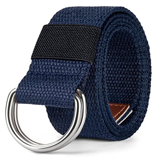Image of maikun Mens Womens Canvas Belt, D-ring Buckle Cloth Fabric Belt for Men | 1 1 /2 Inch Wide Casual Belt for Jeans Pants Football