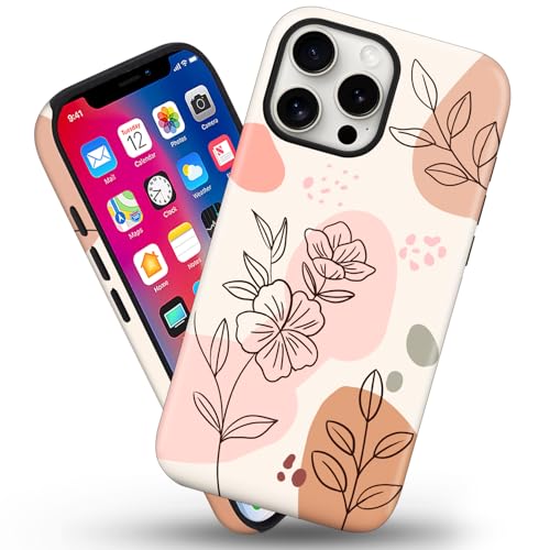Coque compatible MagSafe pour iPhone 15 motif floral mignon et chic - 2