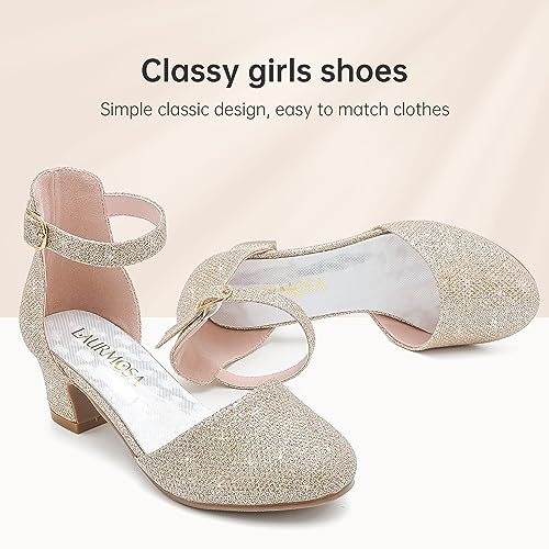 Image of LAURMOSA Girls Dress Shoes Closed Toe Pumps High Heels for Little Big Kid
