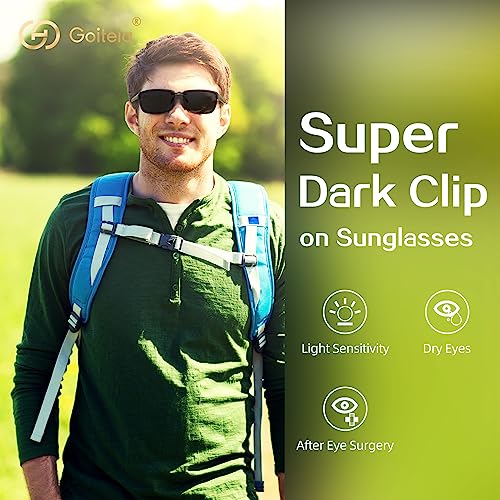 Image of Goiteia Polarized Flip up Clip on Sunglasses over Prescription Glasses for Men Women-Upgraded No Blue Glare