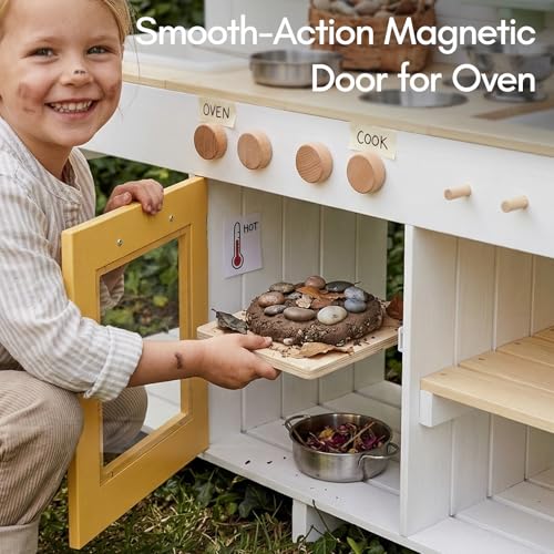 Image of Giant bean Mud Kitchen for Kids Outdoor, Deluxe 4.8L Large Water Tank Sink