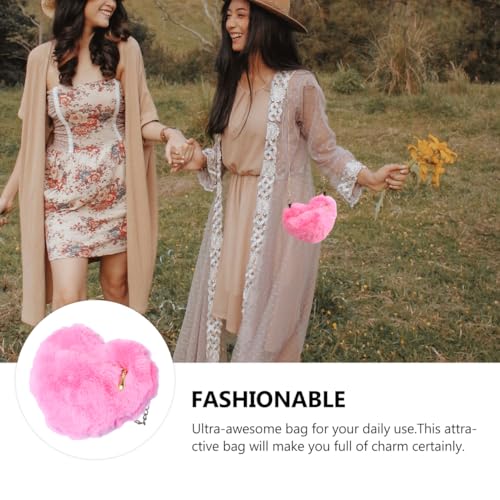 TENDYCOCO UmhäNgetasche Damen PlüSch Herzform Tasche Mit Kette Kleine Rosa Schultertasche FüR Alltag Shopping Und Dating