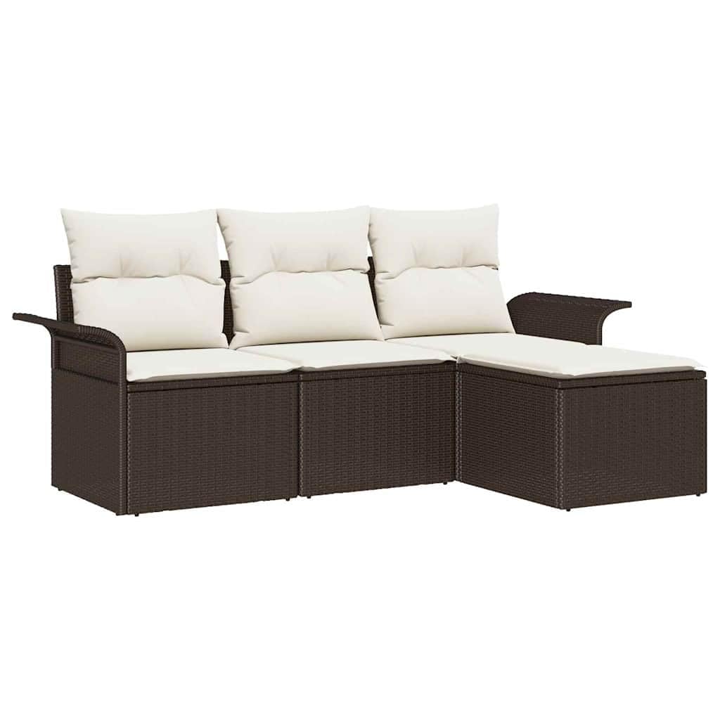 Canapé de jardin résistant aux intempéries en rotin modulable 4 pcs