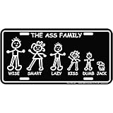 Signs 4 Fun Parody License Plate | Ass Family | 12” x 6” Decorative License Plate | Decoration Plate for Vehicle/Wall | Man Cave Decorations | Made in the USA