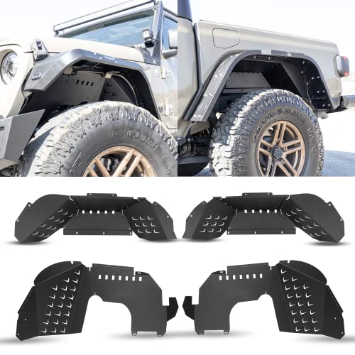 2019-2025 Jeep Gladiator JT 2ドア&4ドア用インナーフェンダーライナー フロントリアオフロード合金スチールフェンダーフレアスプラッシュマッドガードホイールウェルカバーライナー