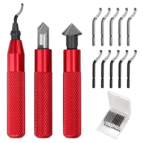 XUNTOP Desbarbador Metal Juego de Herramientas de Desbarbado con 10 Cuchillas de Desbarbado Giratorias de Acero Herramienta Desbarbadora para Expertos Industriales o Aficionados al Bricolaje Cover