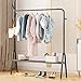 Wieszak garderobiany, stojak na ubrania z półkami na buty, z haczykami,Garment Rack Freestanding Hanger Clothing Rack, Multi-functional Bedroom Organizer Storage Shelf (Color : Black, Size : 120cm)
