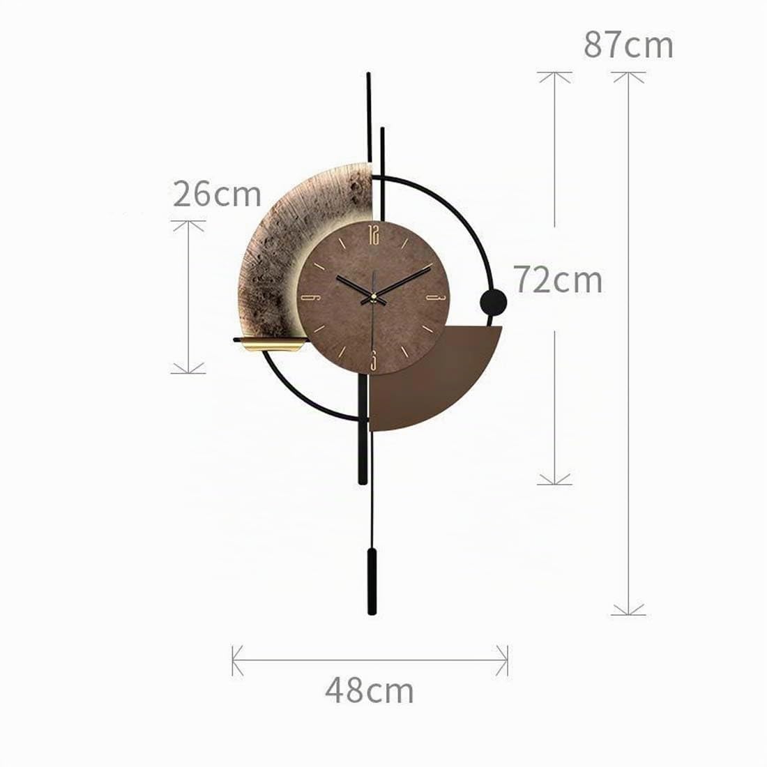 Reloj de Pared Grande y Moderno for decoración de Sala de Estar, Creativo y silencioso, de Metal y Cuarzo, for Cocina, Oficina, Dormitorio (con luz)(Large)