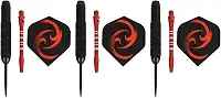 Conjunto profissional de dardos com ponta de aço, leve, antiderrapante, ponta de metal, para casa, bar, pub, festa, acessório, material de aço, conjunto de 3 peças (vermelho)
