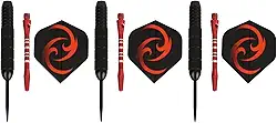 Conjunto profissional de dardos com ponta de aço, leve, antiderrapante, ponta de metal, para casa, bar, pub, festa, acessório, material de aço, conjunto de 3 peças (vermelho)