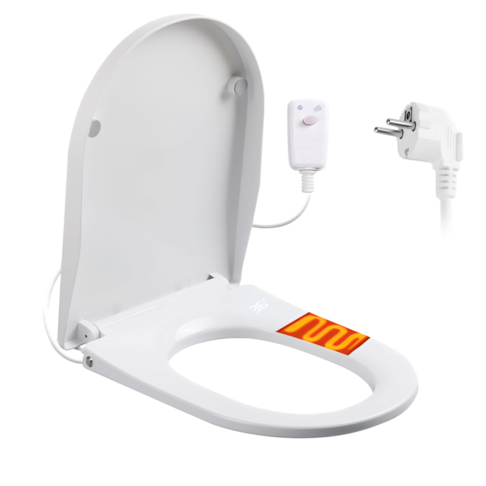 Inteligentna deska sedesowa WC Bidet z podgrzewanym siedziskiem | Toaleta Prysznic Bidet, 3 ustawienia temperatury, Automatyczne opadanie, Wskaźnik temperatury, Światło nocne
