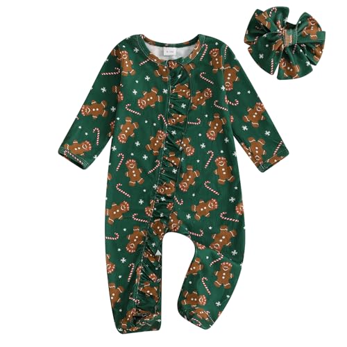 Image of YINGISFITM Baby 3 6 Months Girl Clothes Newborn Onesie Ruffle Long Sleeve Ribbed Romper Jumpsuit One Piece Hospital Outfit