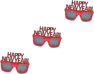 Vaguelly New Year Eve Glasses 3pcs Party Eyeglasses Happy New Year Funny Eyeglasses for New Year's Eve Party Decors
