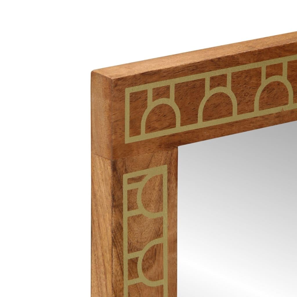 Espejo de baño 50 x 70 x 2,5 cm madera maciza mango y cristal