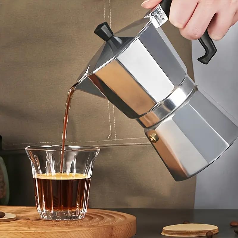 Image of Aluminium Espresso Coffee Maker, Moka Express 3 Cups Espresso Maker /Percolator /Stovetop /Filter Coffee Maker for Italian Mocha Coffee Moka Pot (Silver) (3 Cups)