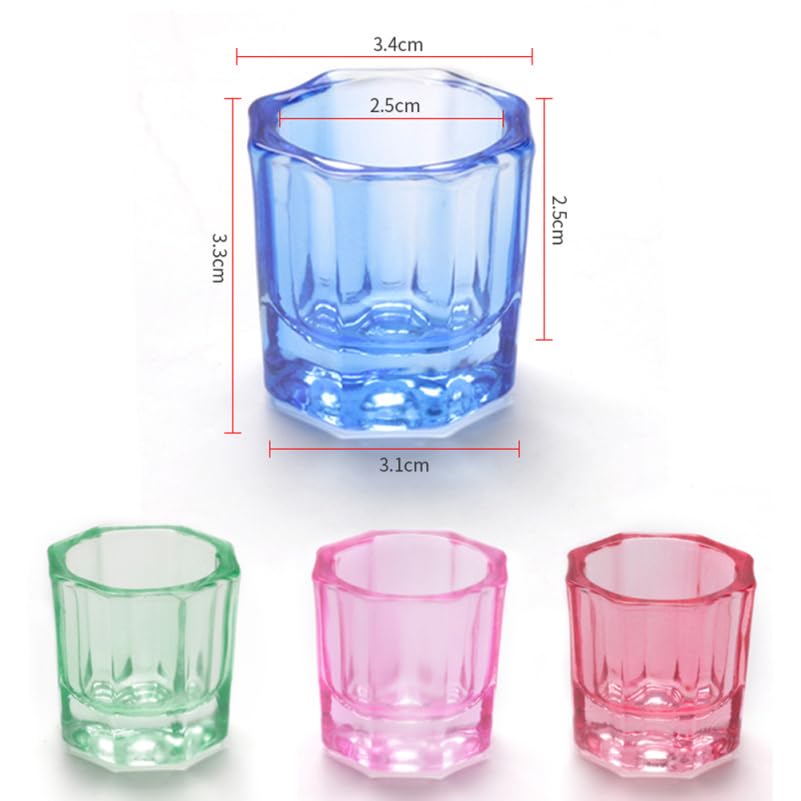 8 Pack Nail Dappen Cups Crystal Glass Manicure Mixing Bowls with Stable Base for Nail Art Liquid Powder Acrylic Salon Accessories