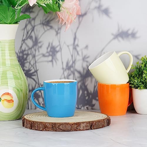 Image of Dandy Lines New Ray Medium in Blue, Orange, Yellow, Ceramic Coffee Mug Set, Pack of 6, Microwave & Dishwasher Safe, Great for Home Use & Gifting