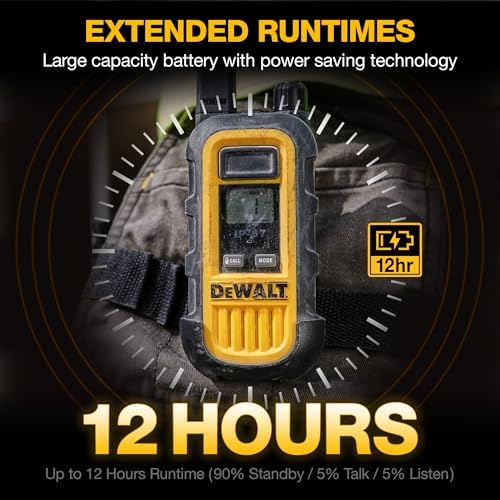 DEWALT Heavy Duty Walkie Talkies - DXFRS300 Waterproof, Shock Resistant, Long Range & Rechargeable Site Radio Walky Talkie with VOX - 4