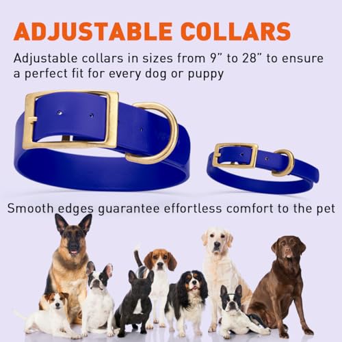 Image of Viper Biothane Heavy Duty Waterproof Dog Collar Strong Coated Nylon Webbing w /Solid Brass Hardware Odor-Proof Easy to Clean High Performance Fits Small Medium or Large Dogs, Blueberry Royal
