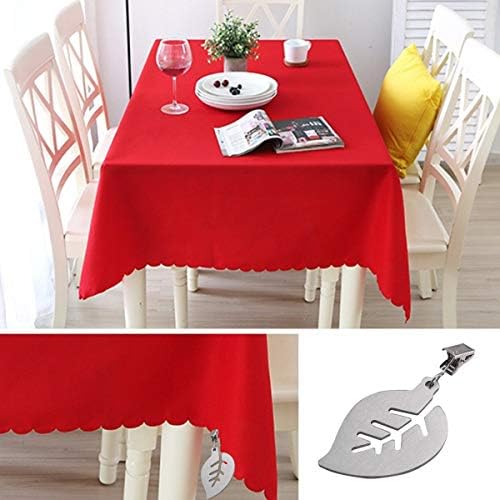 SUBZHAOYI Set of 4 Tablecloth Weights with Clips Stainless Steel Leaf Shape Tablecloth Clips for Indoor and Outdoor Use