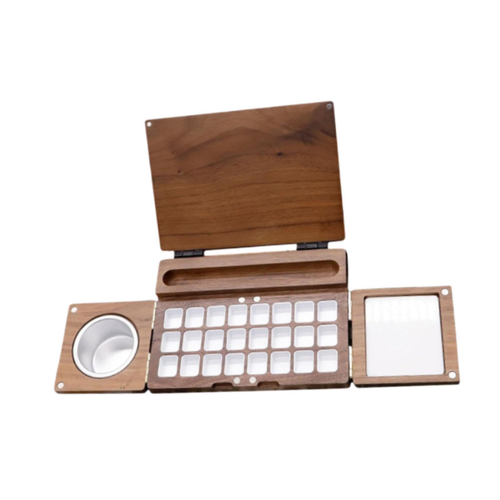 Baoblaze Caja de Pintura de Acuarela Bandeja de Madera para Pintura Accesorios Paleta de Pintura de Viaje para Pintores Bandeja de Mezcla Paleta vacía Hecha a
