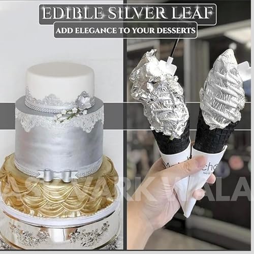 Image of Silver Leaves 99.9% Pure (Chandi Ka Vark) for Sweets, Mithai, Cakes - Edible Silver Leaf Sheets - 20 Sheets (6x4 inch) Food Grade Silver Foil by Ask Vark WALA