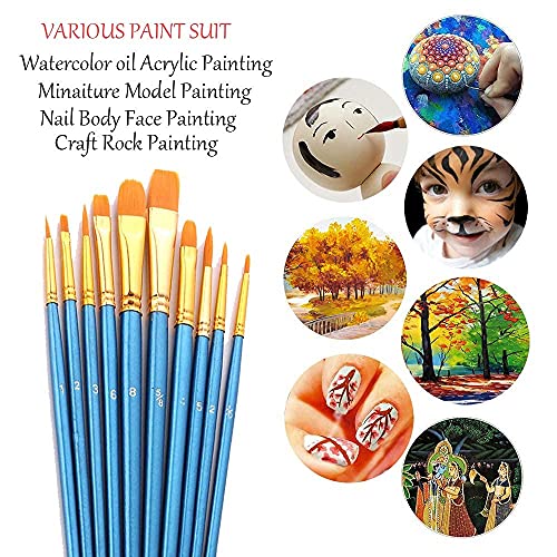 Foeran Paint Brushes Set,30 Pcs Round Pointed Tip Paintbrushes Nylon Hair Artist Acrylic Paint Brushes For Acrylic Oil Watercolor,Face Nail Art,Miniature Detailing And Rock Painting #TOP2