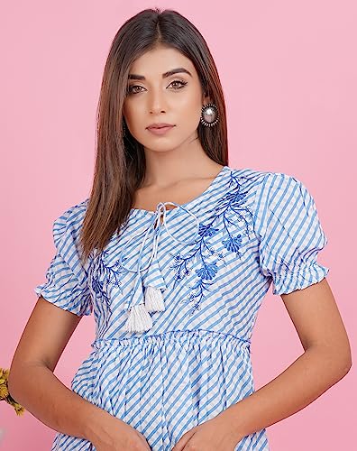 Image of Crenol Women Cotton Printed Short Dresses for Women, Western Dresses for Women