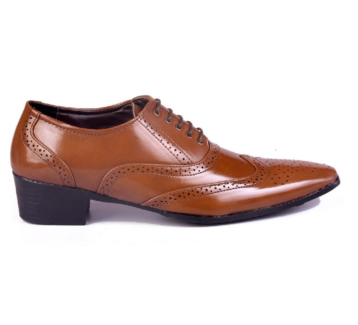 Mens 2 Inch Heel Height Increasing Tan Formal Oxford lace-Up Brogue Shoes-10 UK (B0BN1ZZFX6) Amazon Price History, Amazon Price Tracker