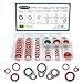 4 Set Car A/C Compressor Gasket Seals and Dust Cap, O-Ring Kit, Valve Core Kit with Remover Tool, R12 R134a Refrigeration Tire Valve Stem Cores, Car Air Conditioning Compressor Seals O-Ring (Red)