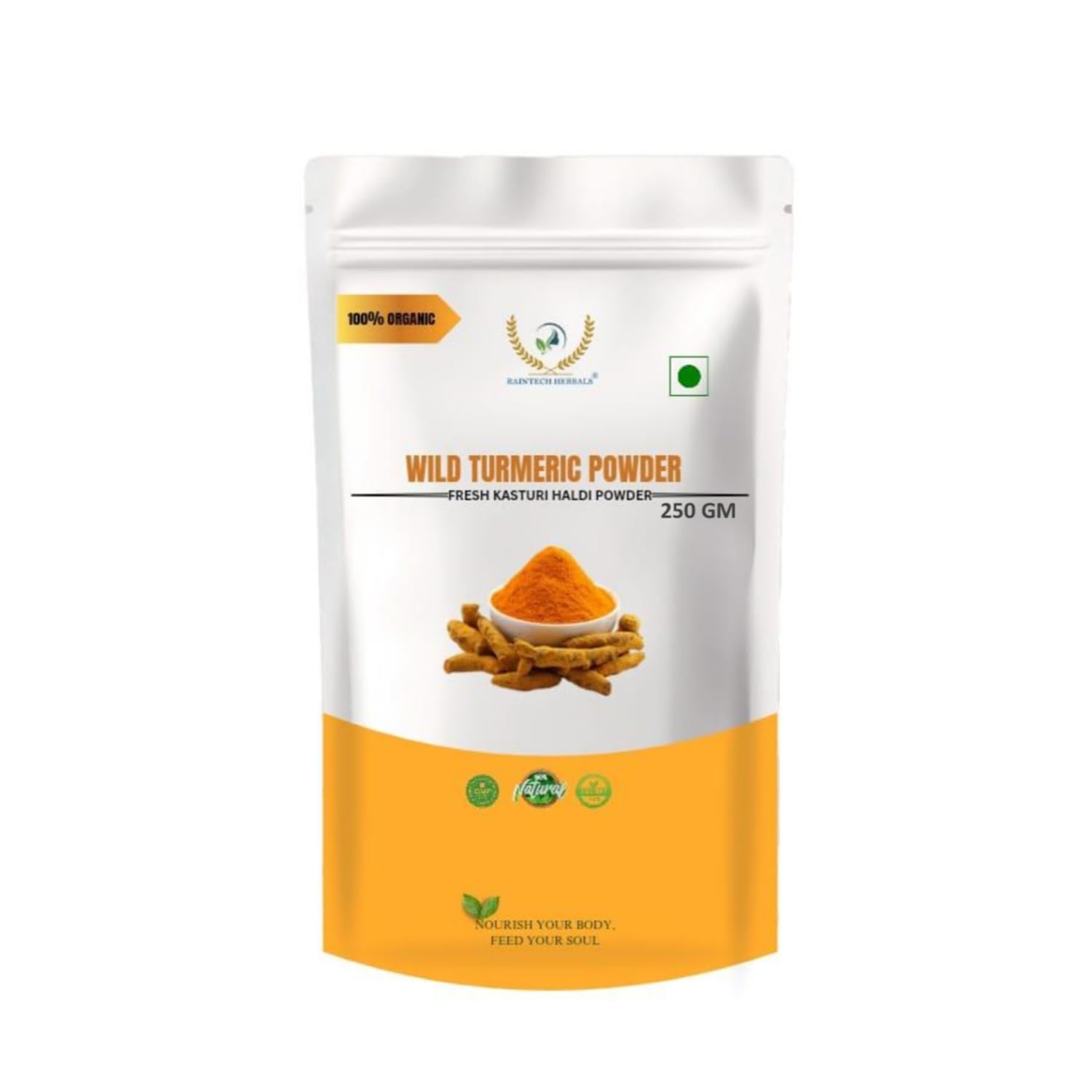 RAINTECH HERBALS Wild Turmeric Powder for Face 250G | Kasthuri Manjal | Curcuma Aromatica | Natural Skin Care, Brightening & Anti-Acne Properties,All