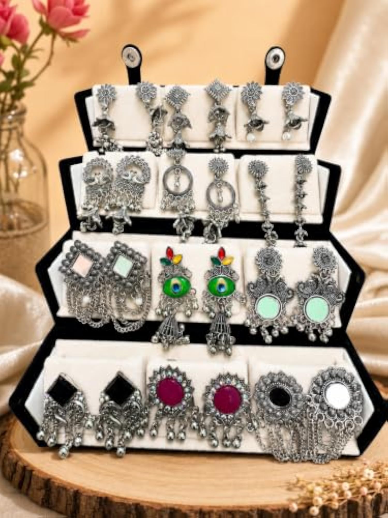 12 Pair Fashion Earrings Set with Organizer Box