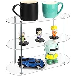 Estanteria Metacrilato Transparente BELLE VOUS (Pack de 3 Expositor Metacrilato Transparente - 30,5 x 12 x 25,6 cm - Mini Estanteria Estrecha Ajustable con 3 Niveles - Expositor Miniaturas, Vasos de Chupitos, Coleccionables