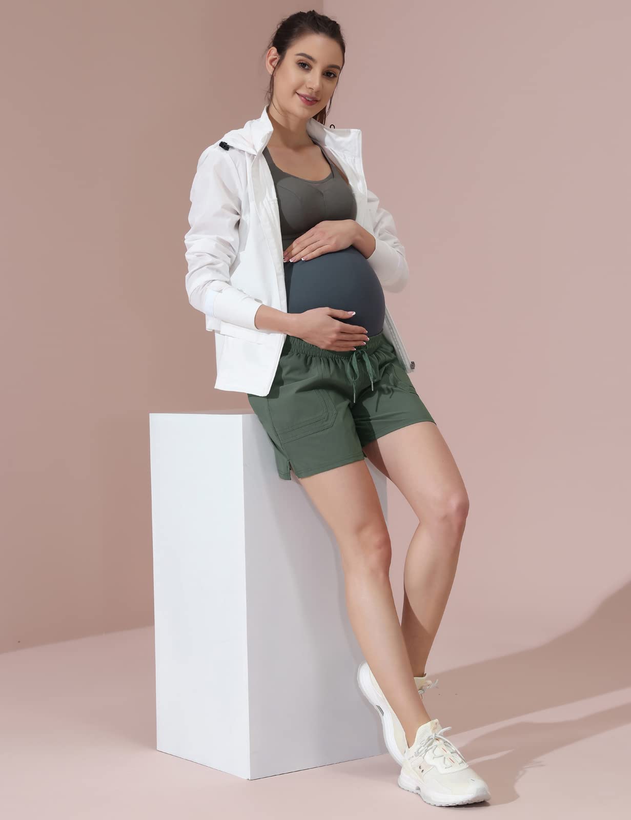 Maacie Umstands-Wandershorts ad asciugatura rapida, impermeabili, 12,7 cm, per allenamento e attività all'aria aperta, verde oliva, S