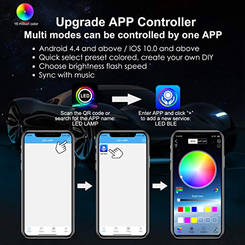 AMBOTHER LED RGB Rock Lights 120 LEDs 8 Pods Underglow APP Multicolor Music Sync Waterproof Neon with 24 Key 4 Key Remote Controller Exterior Under Glow Light for Trucks Car Off Road - Thumbnail 5