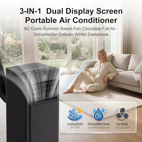 Image of AKIRES Portable Air Conditioners,6,000 BTU Air Conditioner for Bedroom with Remote Control,Portable AC Unit With Fan & Dehumidifier,Cools Up To 300 Sq.Ft For Large Room With 24H Timer And Sleep Mode