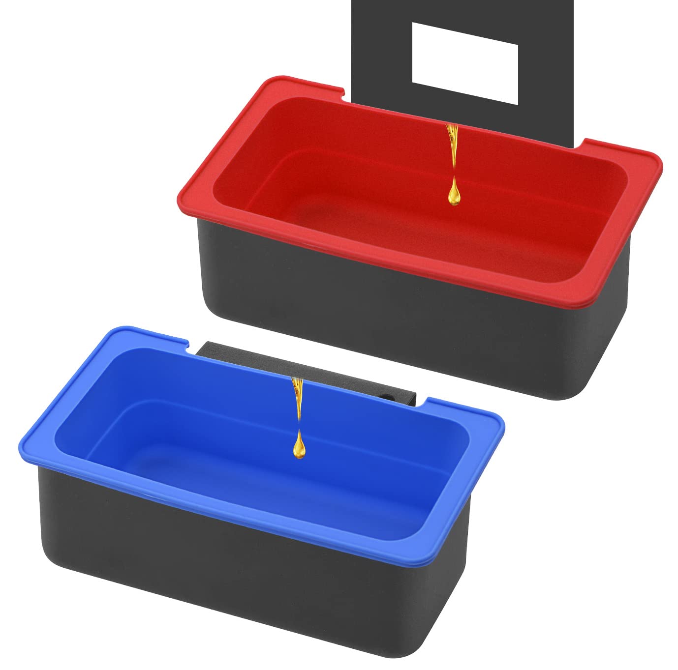 Winceed 2Pcs Silicone Liners for Blackstone Grill Grease Cup, Reusable Silicone Grease Drip Pans, Blackstone Griddle Grease Catcher, 8'' x 3'' x 3.7'', Red+Blue