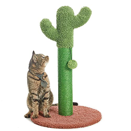 Catinsider 25.6" Cactus Cat Scratching Post With Dangling Ball For Cats Brown #TOP2
