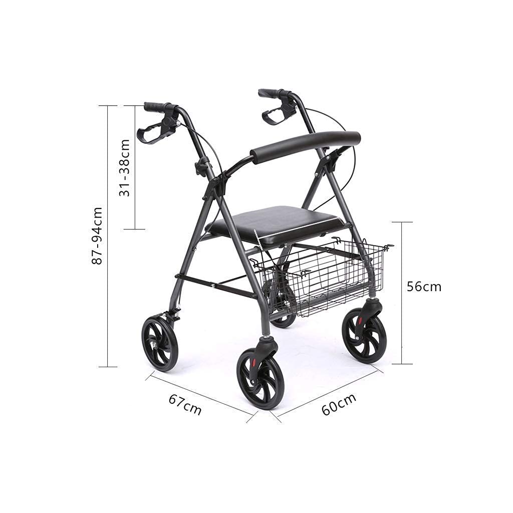 Chodziki dla seniorów Rollator dla osób starszych i wózków inwalidzkich Model Colon Składane hamulce na rączkach Regulowana wysokość Koszyk i siedzisko Chodzik dla osób niepełnosprawnych chodzik