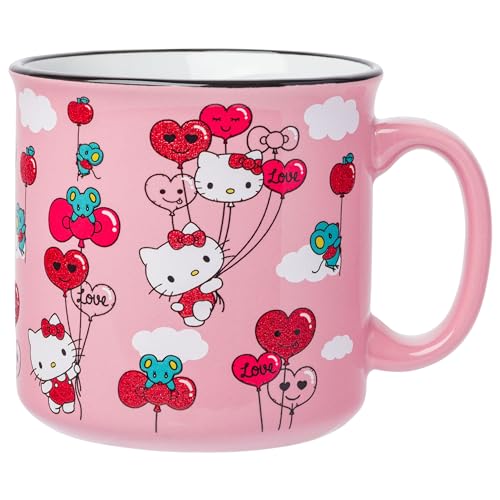 Silver Buffalo Sanrio Hello Kitty Heart Bow Apple, Ceramic Camper Mug, 20oz