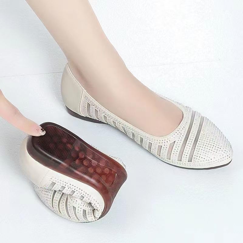 Cloth Shoes 2025 New Women's hot Diamonds Fashion Casual Single Soft Sole Breathable Mother Flat Bottom Versatile,Wear-Resistant, Breathable and Comfortable2