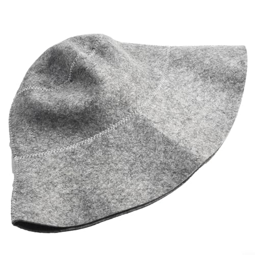 Unisex Thicken Wool Felt Sauna Hat - Heat Insulating, Skin-Friendly, Easy Care, Grey/White,For Comfort In Saunas Or Banyas(gray)